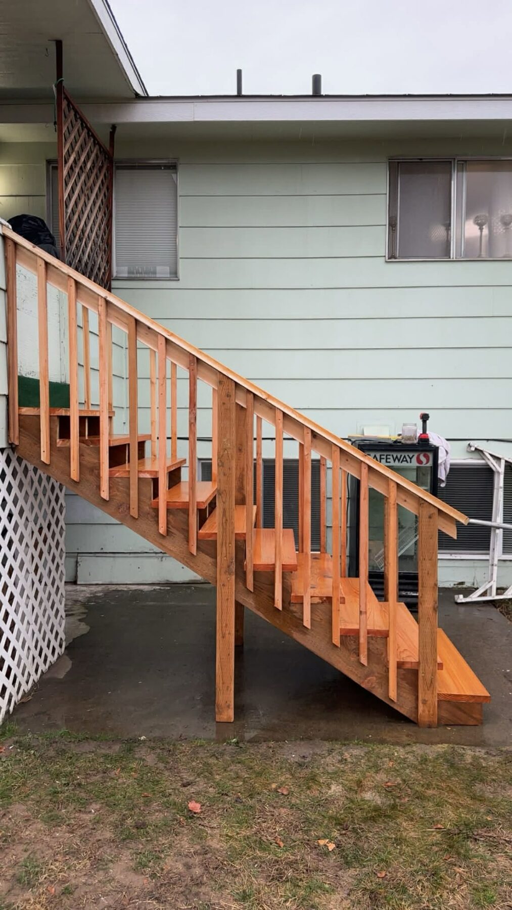 Cedar stairs and railing built in East Wenatchee, WA