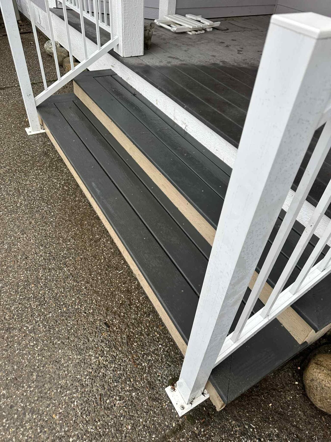 Composite steps with white aluminum railing in Manson, WA