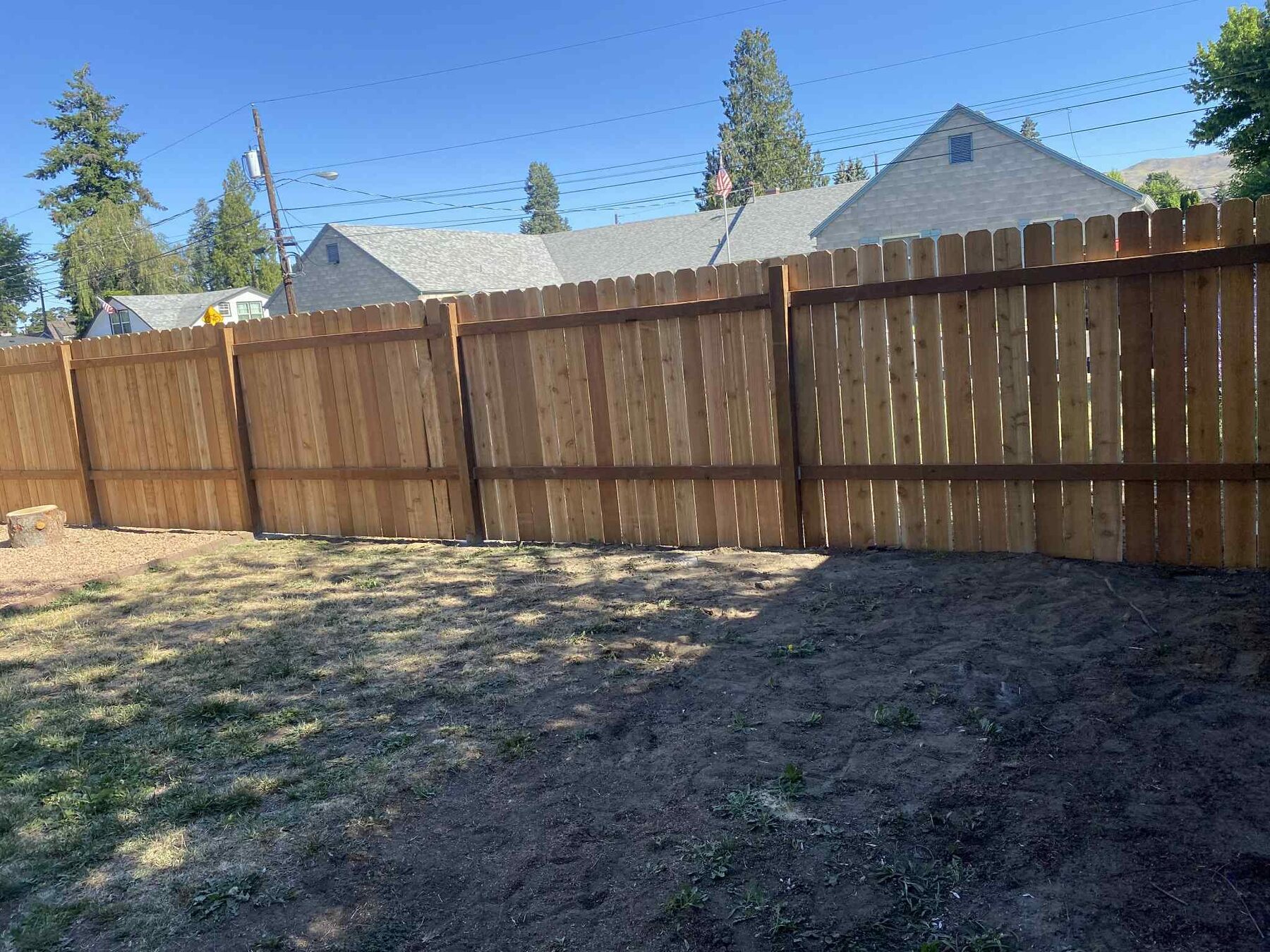 Cedar privacy fence installed in a Wenatchee Valley backyard