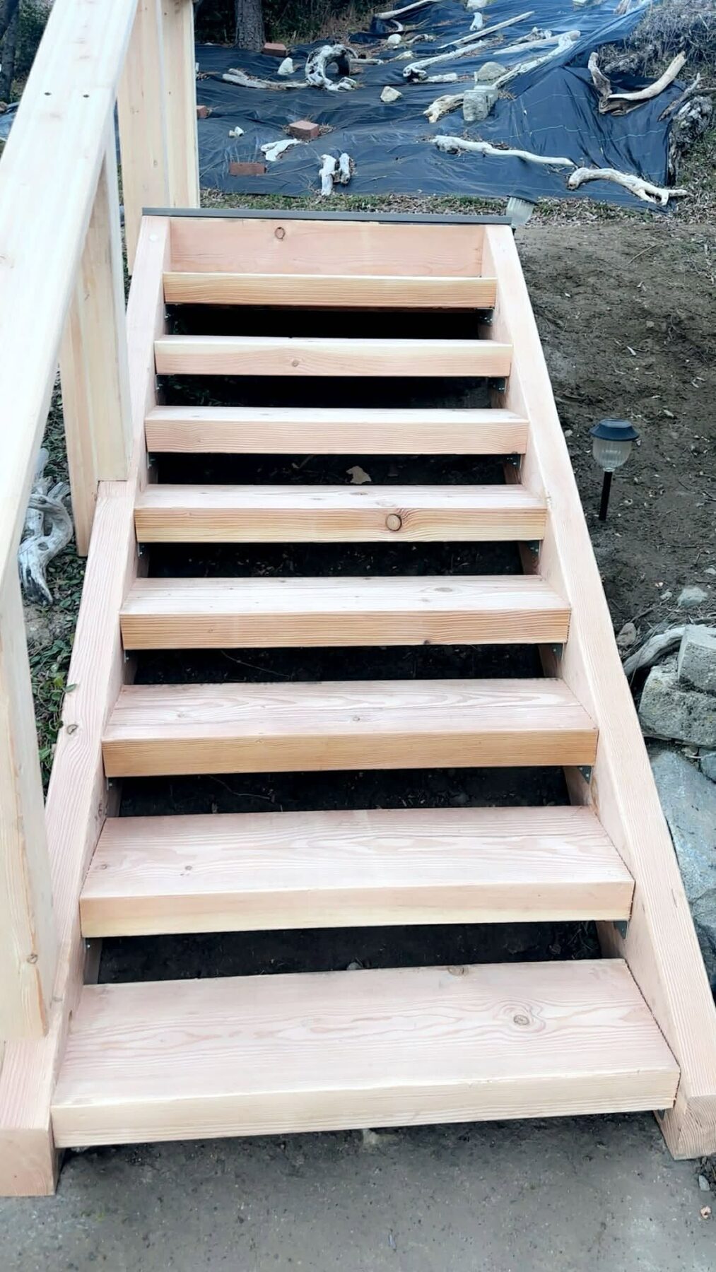 Cedar hillside stairs and landing built in Chelan, WA