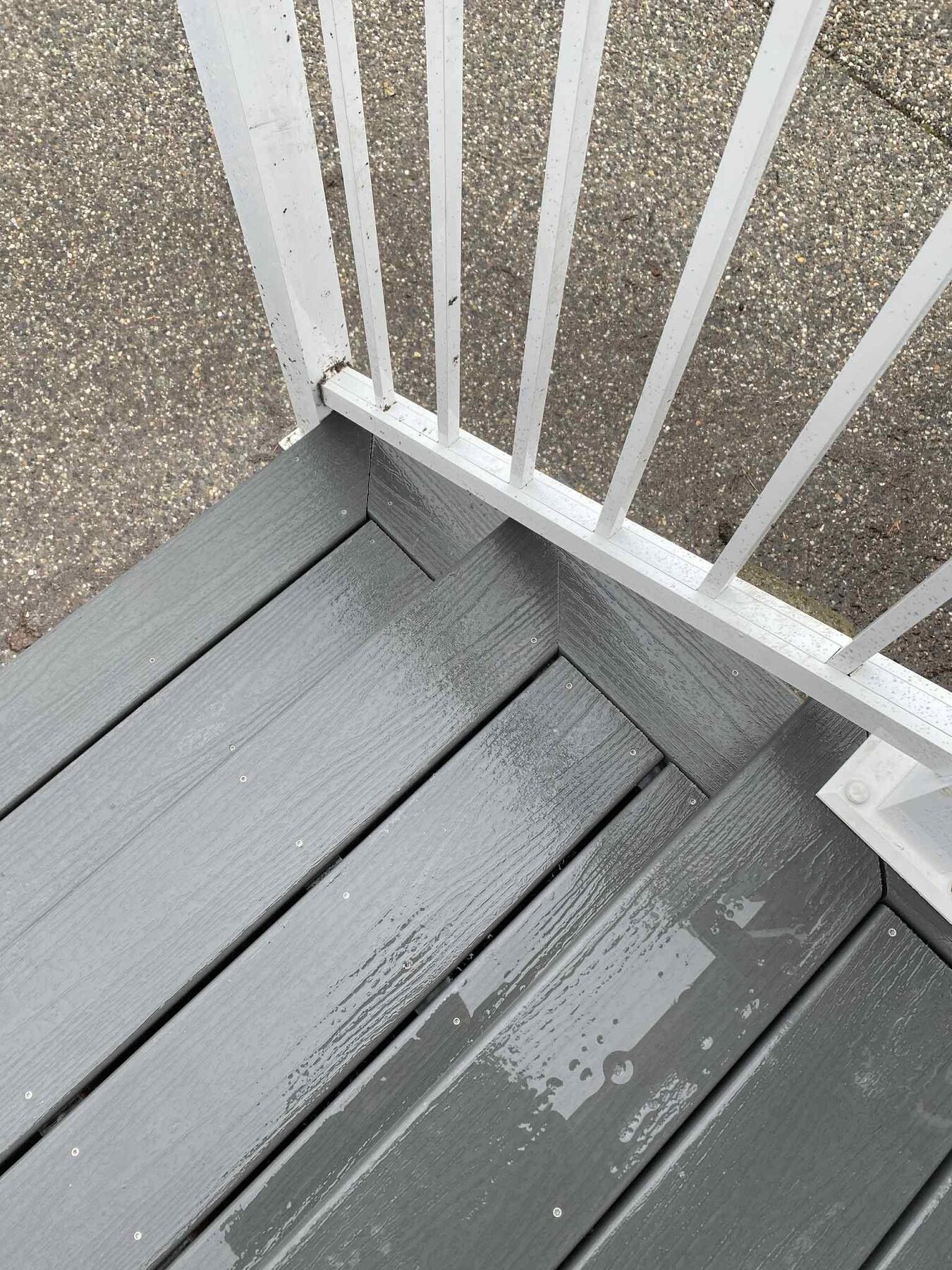 Composite steps with white aluminum railing in Manson, WA