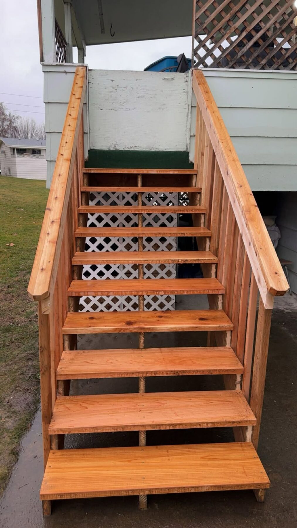 Cedar stairs and railing built in East Wenatchee, WA