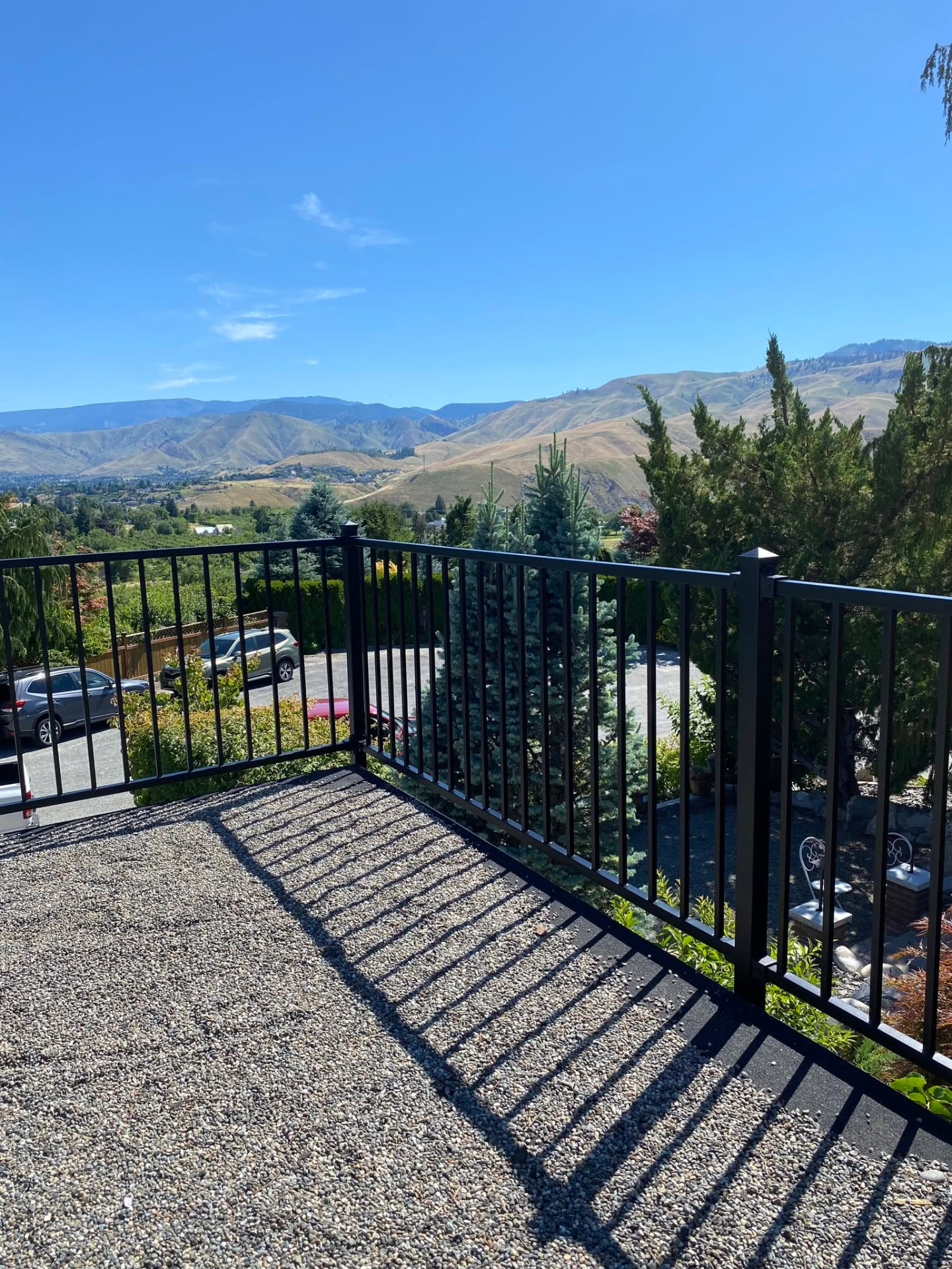 Black metal rooftop deck railing built in Wenatchee, WA — view 4