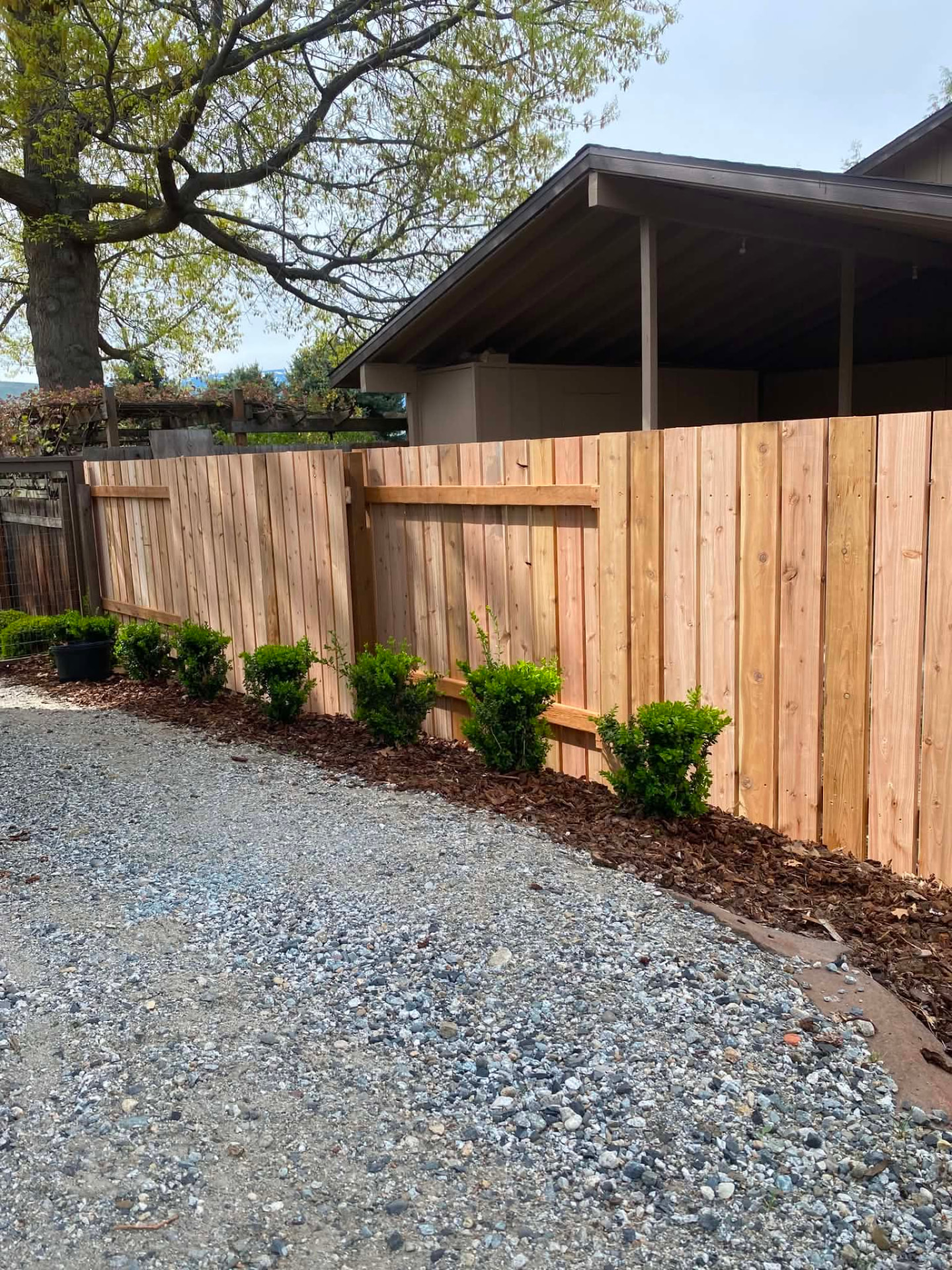 Cedar privacy fence installed in Wenatchee, WA — view 1