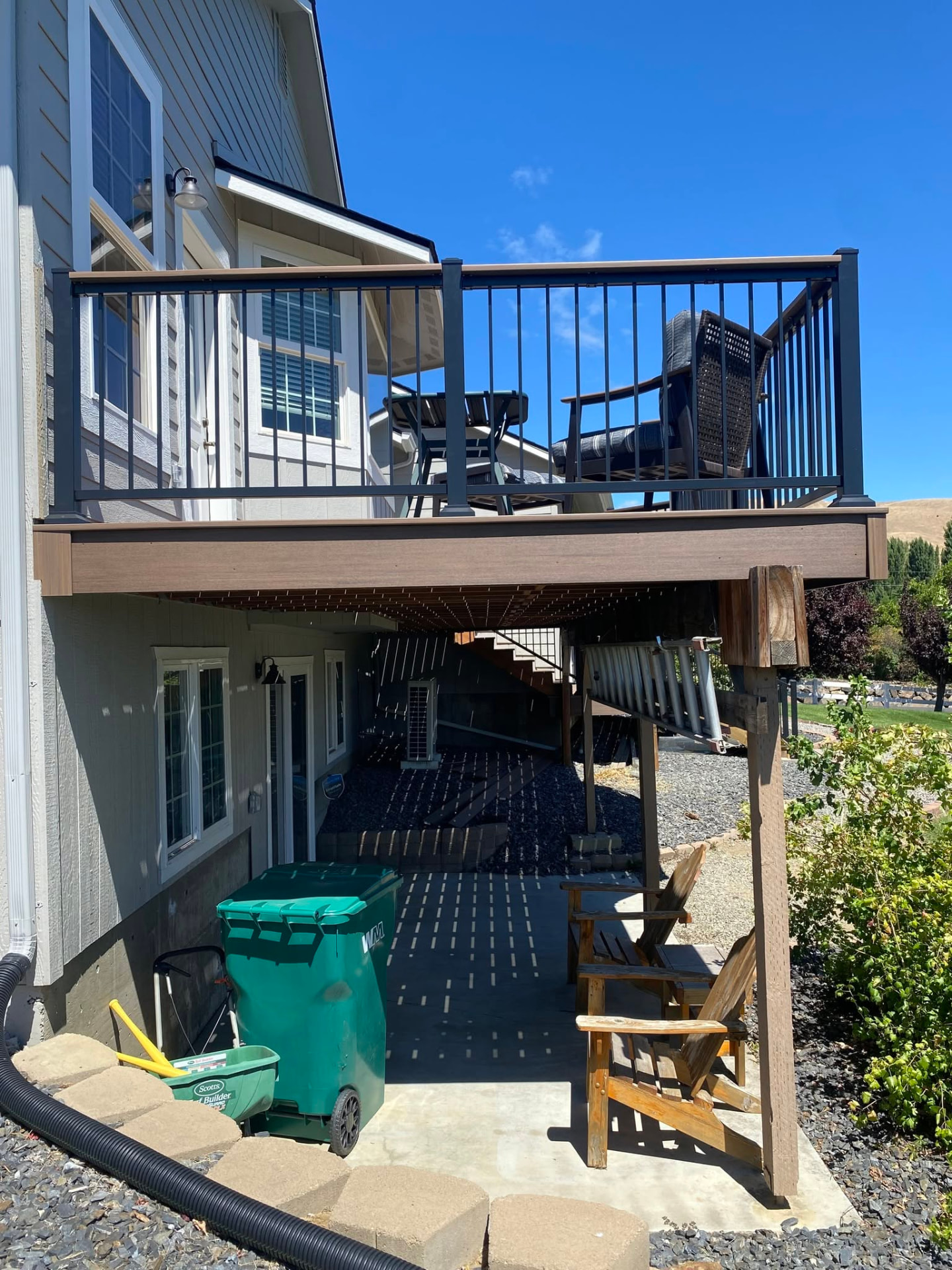 Composite deck with black railing and stairs built in Wenatchee, WA — view 5